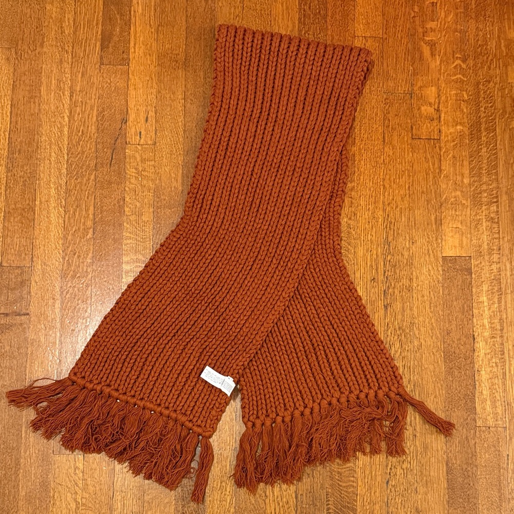 Zara Rust Knit Scarf with Fringe